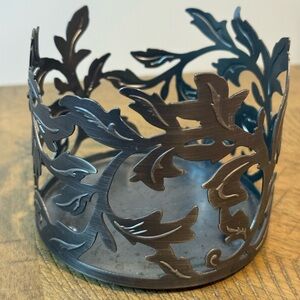 Bath & Body Works Bronze Metal Leaf Candle Holder 3 Wick Sleeve